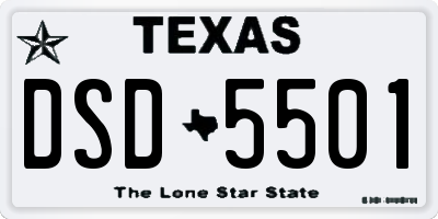 TX license plate DSD5501