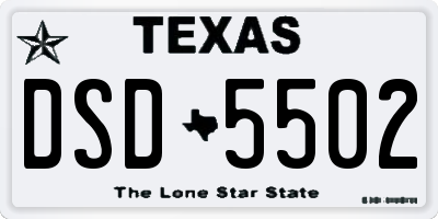 TX license plate DSD5502