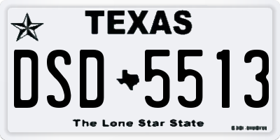 TX license plate DSD5513