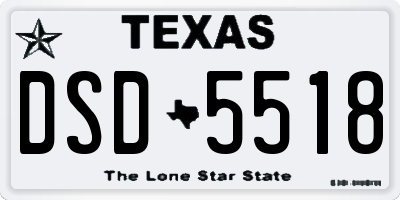 TX license plate DSD5518