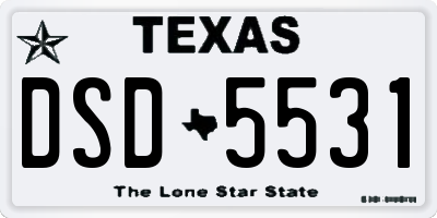 TX license plate DSD5531