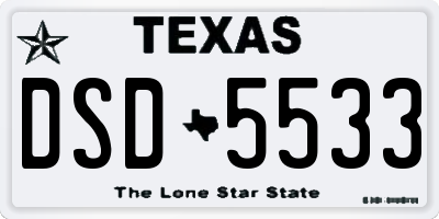 TX license plate DSD5533