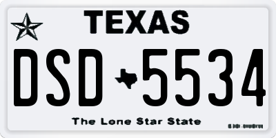 TX license plate DSD5534