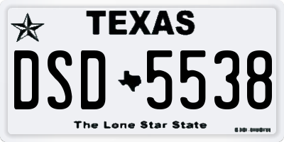 TX license plate DSD5538