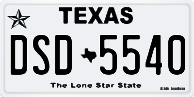 TX license plate DSD5540