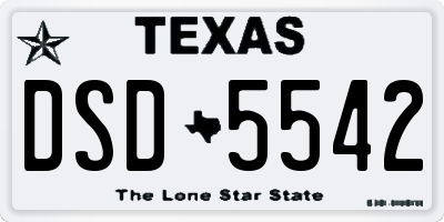 TX license plate DSD5542