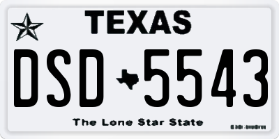 TX license plate DSD5543
