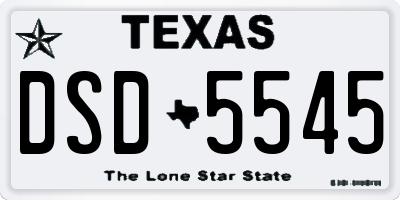 TX license plate DSD5545
