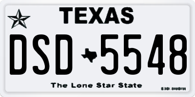 TX license plate DSD5548