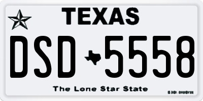 TX license plate DSD5558