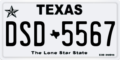 TX license plate DSD5567
