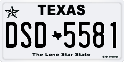 TX license plate DSD5581