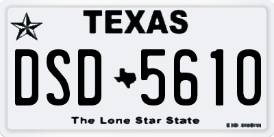 TX license plate DSD5610