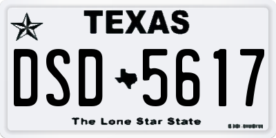 TX license plate DSD5617