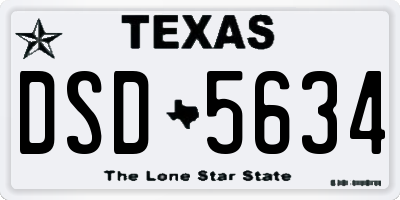 TX license plate DSD5634