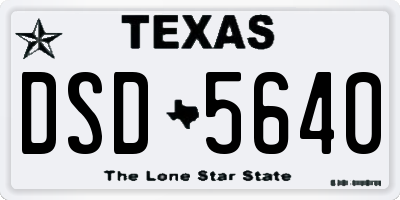 TX license plate DSD5640