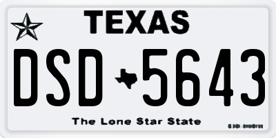 TX license plate DSD5643
