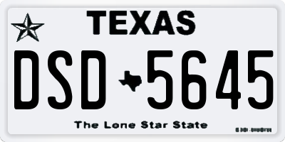 TX license plate DSD5645