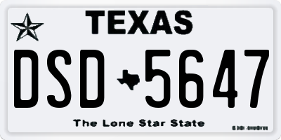 TX license plate DSD5647