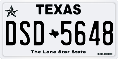 TX license plate DSD5648