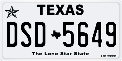 TX license plate DSD5649