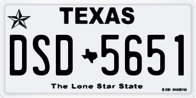 TX license plate DSD5651