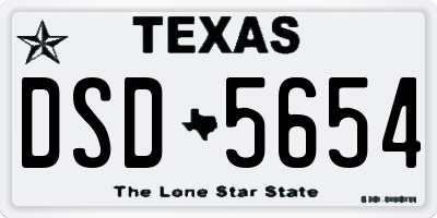 TX license plate DSD5654
