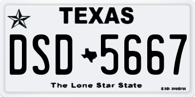 TX license plate DSD5667