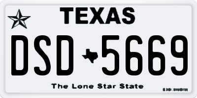 TX license plate DSD5669