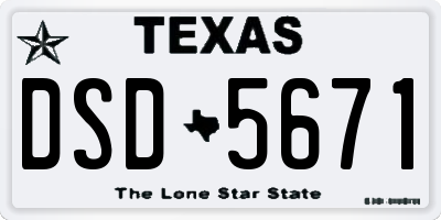 TX license plate DSD5671