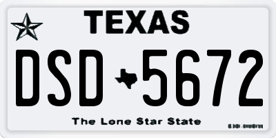 TX license plate DSD5672