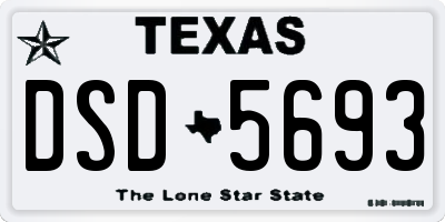 TX license plate DSD5693