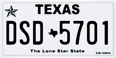 TX license plate DSD5701