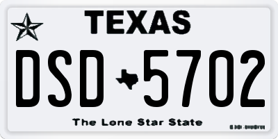 TX license plate DSD5702