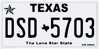 TX license plate DSD5703