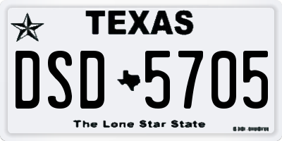 TX license plate DSD5705