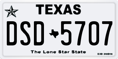 TX license plate DSD5707