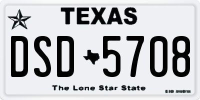 TX license plate DSD5708