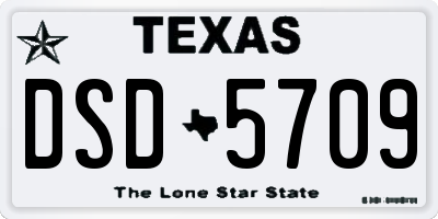 TX license plate DSD5709
