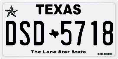 TX license plate DSD5718