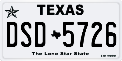 TX license plate DSD5726