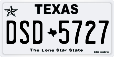 TX license plate DSD5727