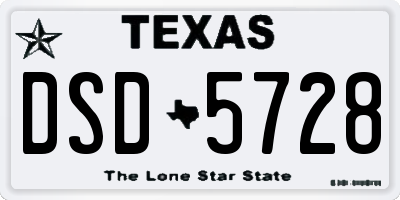 TX license plate DSD5728