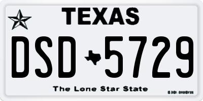 TX license plate DSD5729