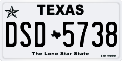 TX license plate DSD5738
