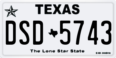 TX license plate DSD5743