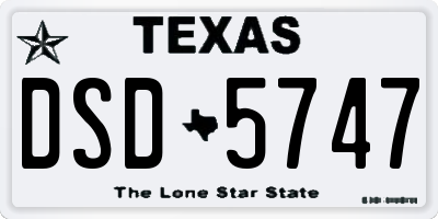 TX license plate DSD5747