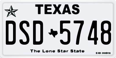 TX license plate DSD5748