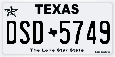 TX license plate DSD5749
