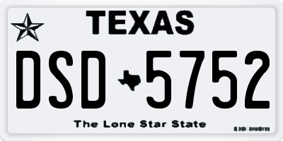 TX license plate DSD5752